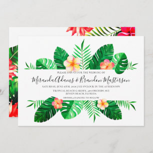 Invitación Palm tropical moderna deja Boda floral