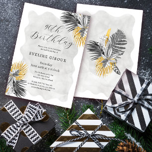 Invitación Palm tropical Oro blanco negro 90 cumpleaños