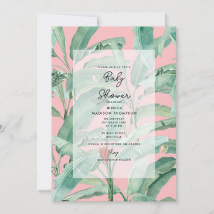 Invitación Palm tropical rosa moderno deja Baby Shower
