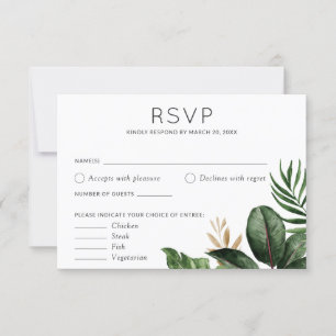 Invitación Palm Tropical Sale Boda Opciones De Alimentos RSVP