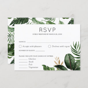 Invitación Palm Tropical Sale Boda Opciones de Alimentos RSVP