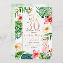 Invitación Palm Tropical Sale Flores Flamingo Rosa 30