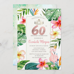 Invitación Palm Tropical Sale Flores Flamingo Rosa 60