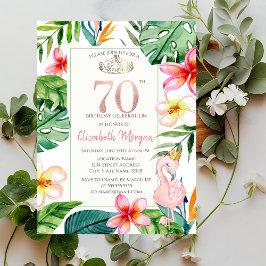 Invitación Palm Tropical Sale Flores Flamingo Rosa 70