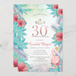 Invitación Palm Tropical Sale Hibiscus Flamingo Rosa 30