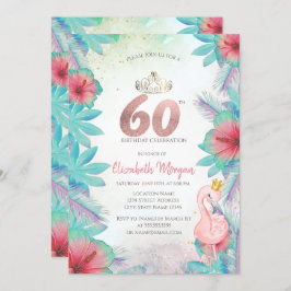Invitación Palm Tropical Sale Hibiscus Flamingo Rosa 60