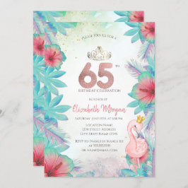 Invitación Palm Tropical Sale Hibiscus Flamingo Rosa 65