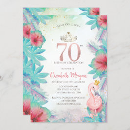 Invitación Palm Tropical Sale Hibiscus Flamingo Rosa 70