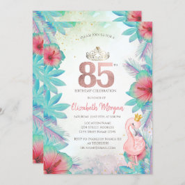 Invitación Palm Tropical Sale Hibiscus Flamingo Rosa 85