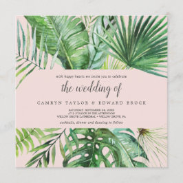 Invitación Palm Tropical Salvaje | Boda Rubor Square