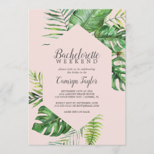 Invitación Palm Tropical Salvaje   Rubor Bachelorette Weekend