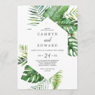 Invitación Palm Tropical Salvaje Todo En Un Boda