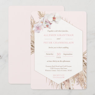 Invitación Palm Tropical Seca Boho deja Boda de Pampas