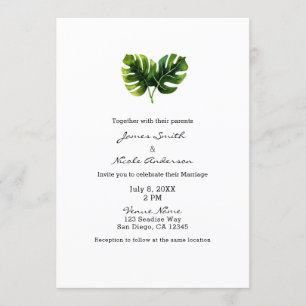 Invitación Palm Tropical Sencilla y Elegante deja Moda Boda
