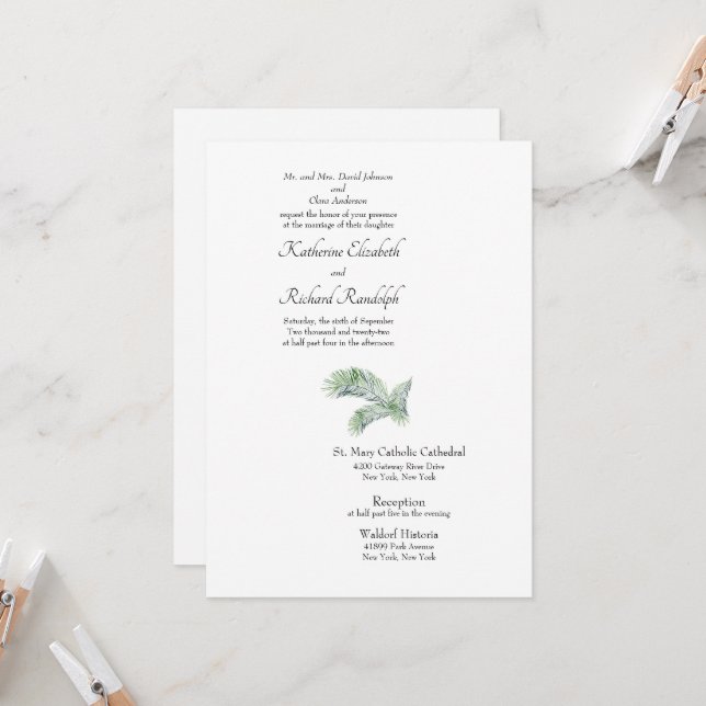 Invitación Palm Tropical Sencillamente Elegante Padres Divorc (Anverso/Reverso In Situ)