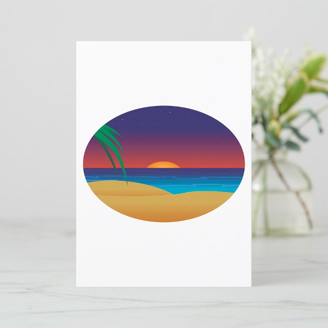 Invitación Palm Tropical Sunset Beach deja olas oceánicas (Subido por el creador)
