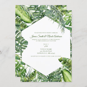 Invitación Palm tropical verde deja Boda de isla de verano