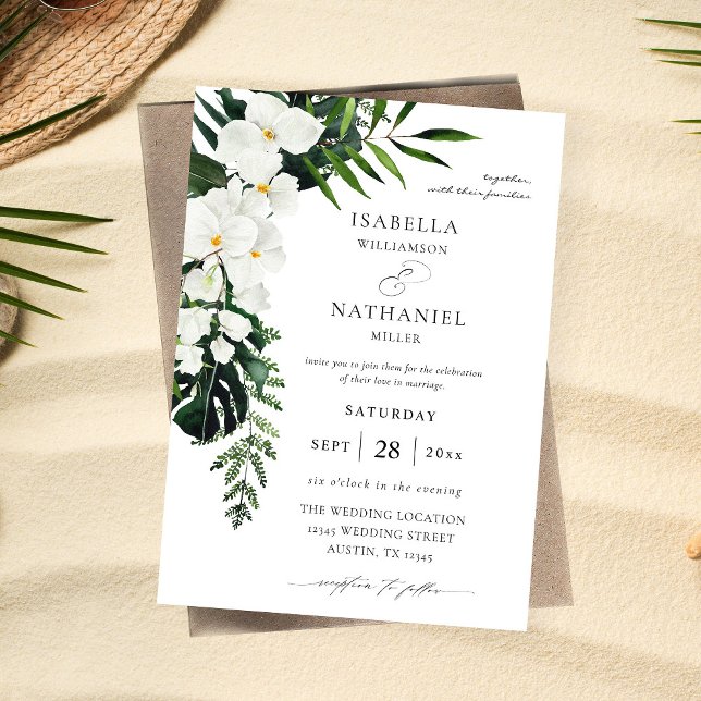 Invitación Palm Tropical y Boda Floral Blanco 2 (Subido por el creador)