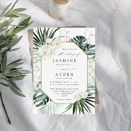 Invitación Palm Tropical y Boda Floral Blanco V2B LNM