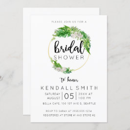 Invitación Palm tropical y vegetación Wreath Bridal Shower