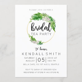 Invitación Palm tropical y vegetación Wreath Bridal Tea Fiest