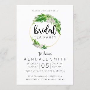 Invitación Palm tropical y vegetación Wreath Bridal Tea Fiest