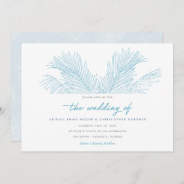 Invitación Palm turquesa deja matrimonio tropical en playa