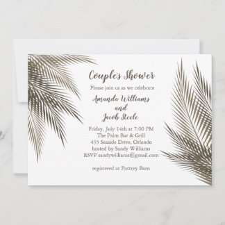 Invitación Palma clásica y natural deja ducha de pareja