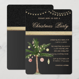 Invitación Palma de árbol de Navidad,Negro,Fiesta de Navidad