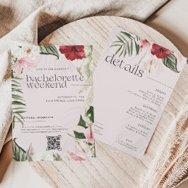 Invitación Palmas acuarelas florales | Bachelorette Weekend