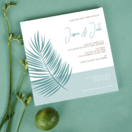 Invitación Palmas Aqua ・ Bonito Boda moderno costero