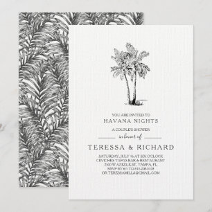 Invitación Palmas de época   Havana Nights Couples Shower
