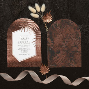 Invitación Palmas de puesta de sol de cobre Arco de boda ID13