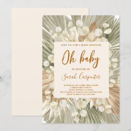Invitación Palmas secas lunaria chica de ducha para bebés