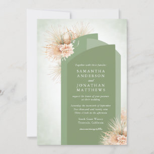Invitación Palmas secas Sage Green y Boda de Rubor