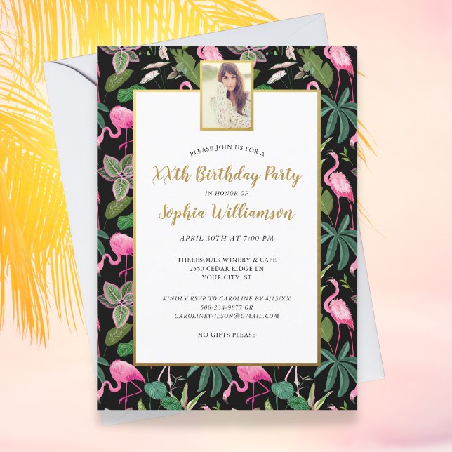 Invitación Palmas tropicales Flamingo Luau Flamthday Party Fo (Subido por el creador)
