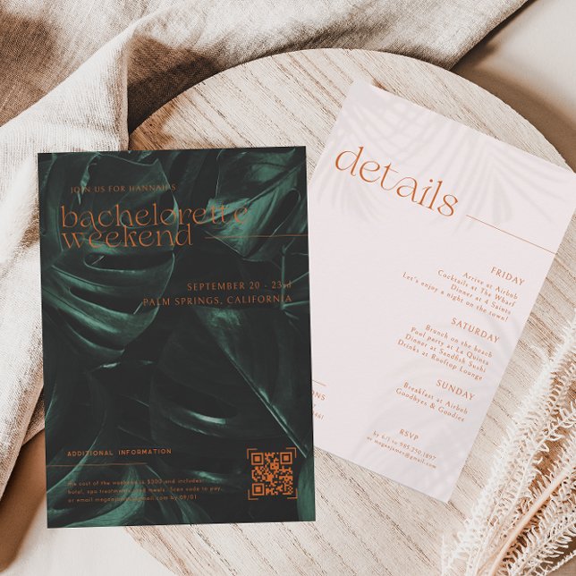 Invitación Palmas tropicales retro | Bachelorette Weekend (Subido por el creador)