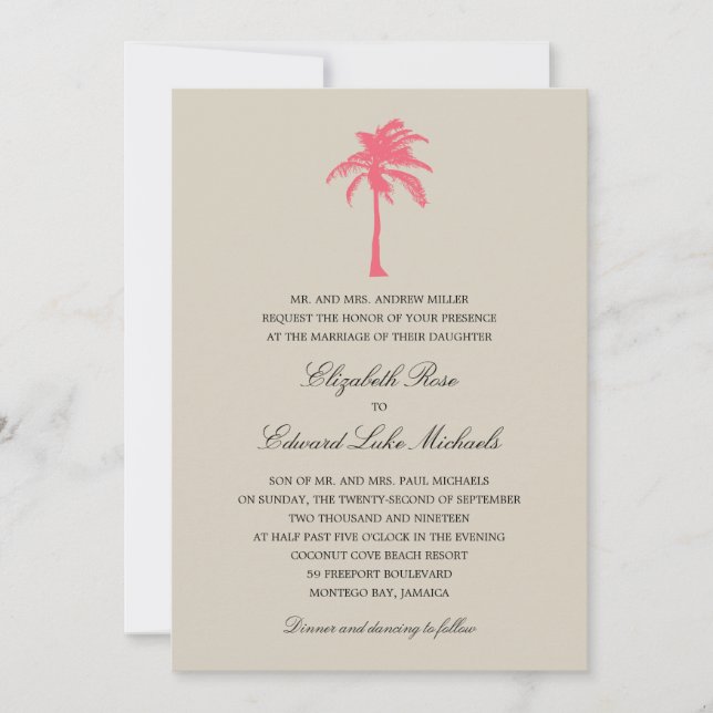 Invitación Palmera coralina el | que se casa (Anverso)