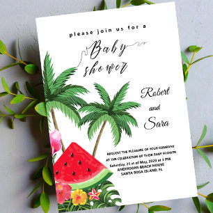 Invitación Palmera de palmera de la sandía moderna Ducha de b