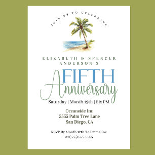 Invitación Palmera de Playa 5to Aniversario de Boda