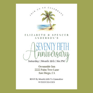 Invitación Palmera de Playa 75 Aniversario de Boda