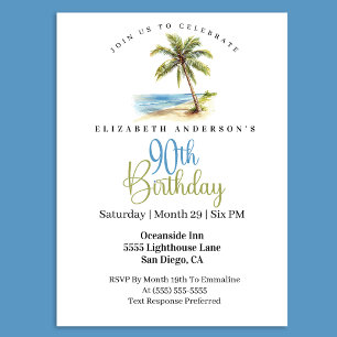 Invitación Palmera de Playa 90 Cumpleaños