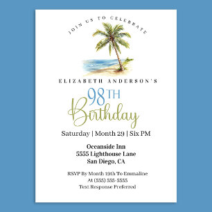 Invitación Palmera de Playa Cumple 98 Años