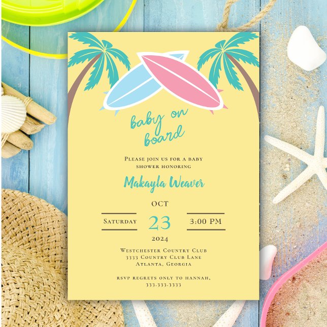 Invitación palmera de playa moderna Baby a bordo Shower (Subido por el creador)