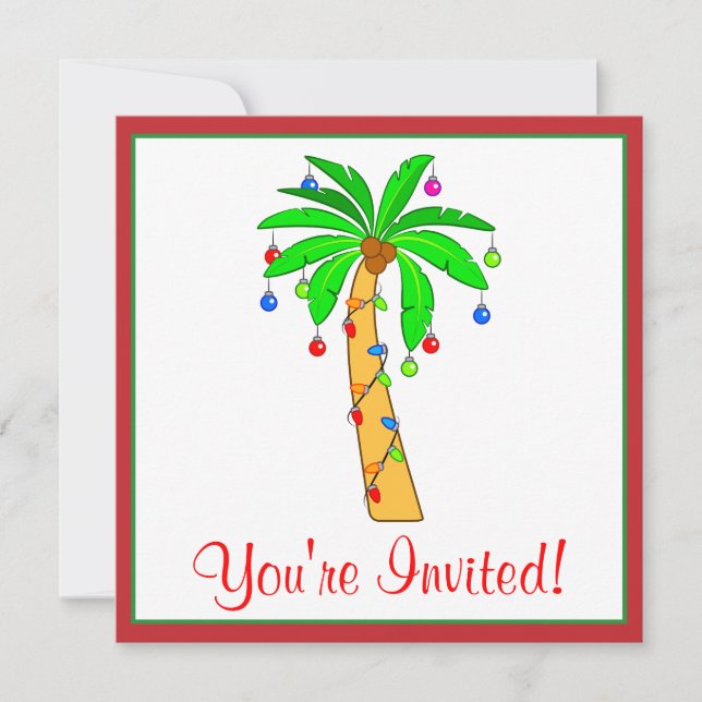 Invitación Palmera decorada para Navidad (Anverso)