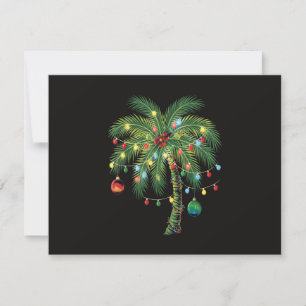 Invitación Palmera Tropical de Navidad con Luces y Adornos