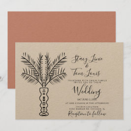 Invitación Palmera Tropical Dibujada a Mano Terrosa