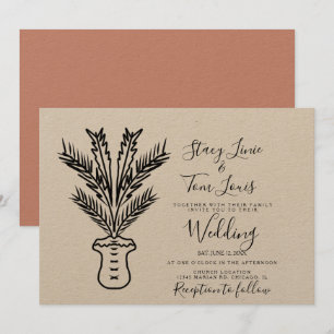Invitación Palmera Tropical En Maceta Dibujada a Mano Terrosa