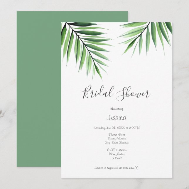 Invitación 'Palmeras acuáticas' (Anverso / Reverso)