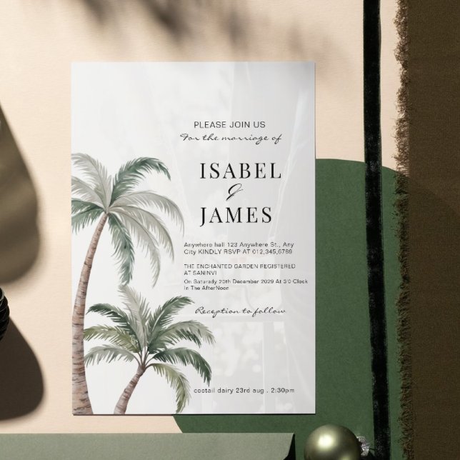 Invitación Palmeras acuáticas tropicales Foto Boho Boda (Subido por el creador)